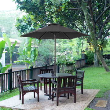 2m Garden Parasol Umbrella, Outdoor Sun Shade with 6 Sturdy Ribs for Balcony, Bench, Garden, Black