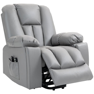 Leathaire Eight Massage Point Armchair, with Reclining Back - Charcoal Grey