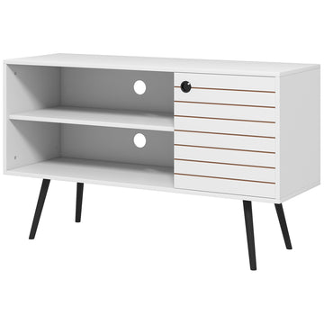 Duo Storage TV Unit, with Striped Door - White