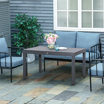 Extendable Garden Table 135-270cm x 90cm x 75cm, 10 Seater Outdoor Dining Table with Aluminium Frame for Lawn, Balcony and Backyard, Grey