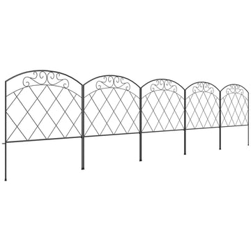 3m Decorative Metal Garden Fence - Diamond and Swirl Pattern