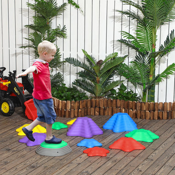 Kids Stepping Stones, 11 Pieces Balance River Stones for Obstacle Course, Stackable Non-Slip Starfish Shape, Sensory Play for Indoors, Outdoors