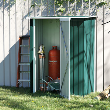 5ft x 3ft Metal Garden Storage Shed, Outdoor Tool Shed with Sloped Roof, Lockable Door for Tools, Equipment, Green
