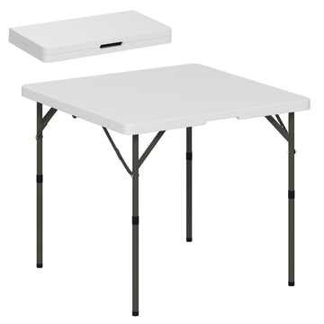 3ft Folding Camping Table, Heavy Duty Picnic Table with 2 Adjustable Height for Indoor Outdoor Garden, Party, BBQ, White