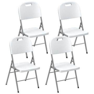 Set of Four Foldable Outdoor Chairs - White