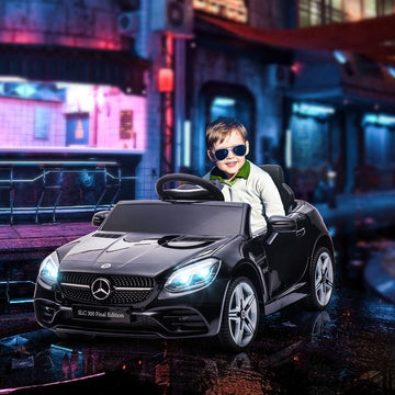 Benz SLC 300 Licensed 12V Electric Car for Kids, Kids' Electric Ride on with Parental Remote, Music Lights, Suspension Wheels for 3-6 Years, Black