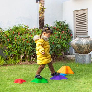 6-Piece Kids Balance Stepping Stones, Starfish Style Non-slip Obstacle Course, Stackable Balance Blocks Garden Toys Encourage Toddler Balance Indoor Outdoor