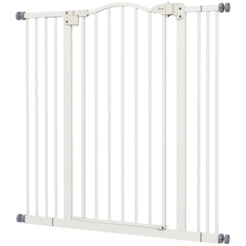 Pressure Fit Dog Stair Gate No Drilling Safety Gate Auto Close for Doorways, Hallways, 74-100cm Adjustable, 94cm Tall, White