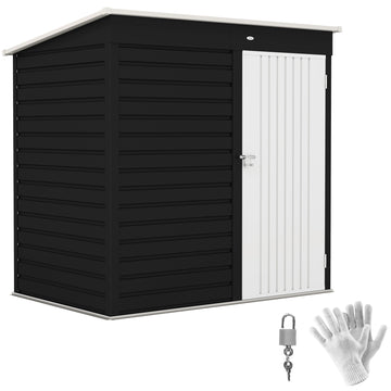 6 x 4ft Metal Garden Storage Shed, Outdoor Tool Storage Shed with Lockable Door and Gloves for Garden, Patio, Dark Grey
