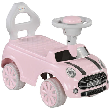 Foot To Floor Ride On Car Sliding Car w/ Air Horn, Anti-Over-Backwards, 18 to 36 Months - Pink