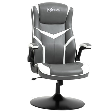 Gaming Chair Ergonomic Computer Chair with Adjustable Height Pedestal Base, Home Office Desk Chair PVC Leather Exclusive Swivel Chair Grey