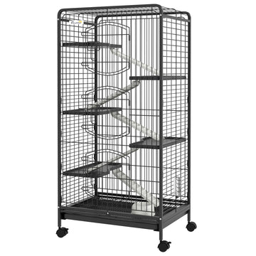 6 Levels Removable Small Animal Cage, 131cm - Black