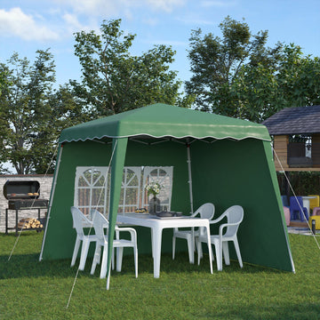 2.4 x 2.4m Two Wall Pop Up Gazebo - Green