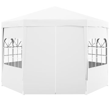 4 m Party Tent Wedding Gazebo Outdoor Waterproof PE Canopy Shade with 6 Removable Side Walls