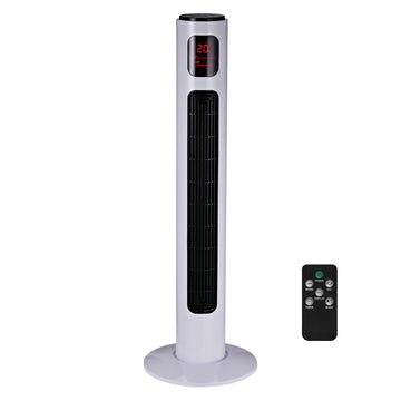 38'' Freestanding Tower Fan, 3 Speed 3 Mode, 12h Timer, 70 Degree Oscillation, LED Panel, 5M Remote Controller, White