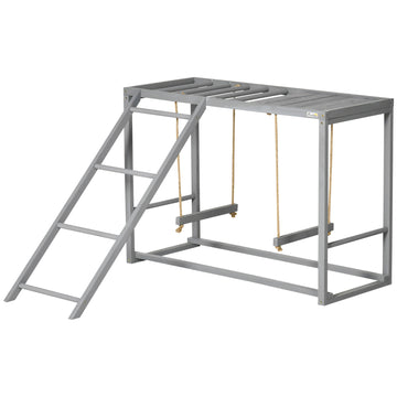 Chicken Activity Play with Swing Set for 3-4 Chickens, Wooden Chicken Coop, Grey