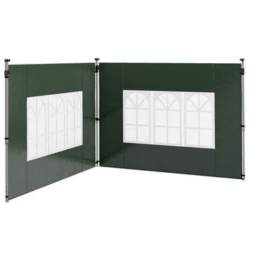 Gazebo Side Panels, Sides Replacement with Window for 3x3(m) or 3x4m Pop Up Gazebo, 2 Pack, Green