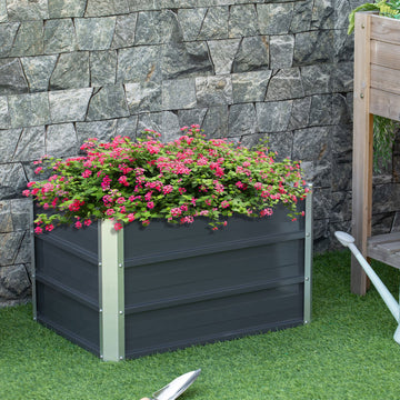 108L Raised Garden Bed, Galvanized Steel Elevated Planter Box w/ Installation Gloves for Backyard, Patio to Grow Vegetables, Herbs, and Flowers, 66 x 47 x 40cm, Grey