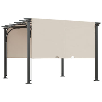 3 x 3(m) Outdoor Pergola, Garden Pergola Gazebo with Adjustable Canopy, Beige