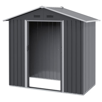 6.5x3.5ft Metal Garden Storage Shed for Outdoor Tool Storage with Double Sliding Doors and 4 Vents, Dark Grey