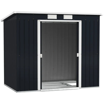 7 x 4ft Galvanised Steel Garden Shed, with Foundation Kit - Dark Grey