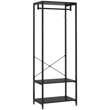 Hallway Coat Rack and Shoe Bench Tree - Black