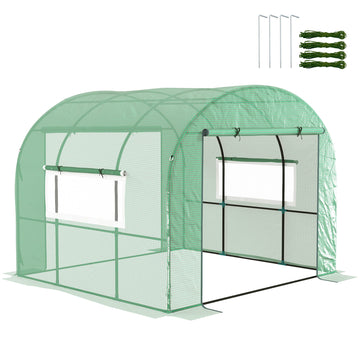 300 x 300cm Walk-In Polytunnel Greenhouse - Green