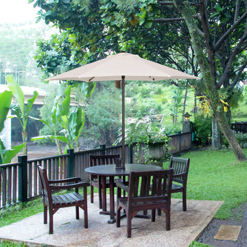 2m Garden Parasol Umbrella, Outdoor Sun Shade with 6 Sturdy Ribs for Balcony, Bench, Garden, Cream White