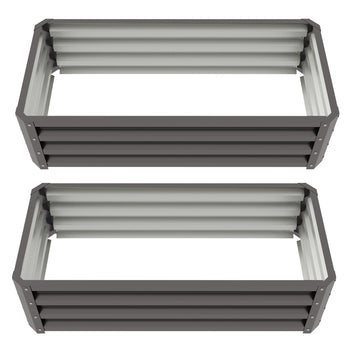Set of Two 110 x 50cm Steel Planter Boxes - Dark Grey