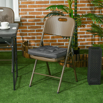 Set of 4 Garden Seat Cushion with Ties, 42 x 42cm Replacement Dining Chair Seat Pad, Grey