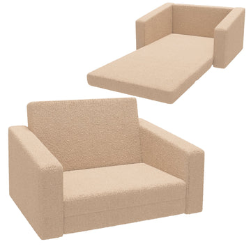 2 in 1 Kids Armchair, Foldable Recliner for 1.5-3 Years Old, Khaki