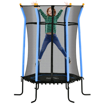 Kids Trampoline Mini Bouncer with Enclosure Safety Net For Ages 3-10 Years - Blue