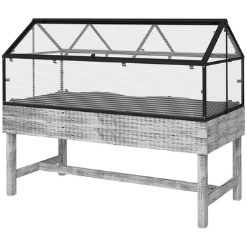 60 x 120cm Raised Garden Bed with Wooden Base - Grey