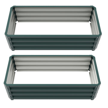 Set of Two 110 x 65cm Steel Planter Boxes - Green