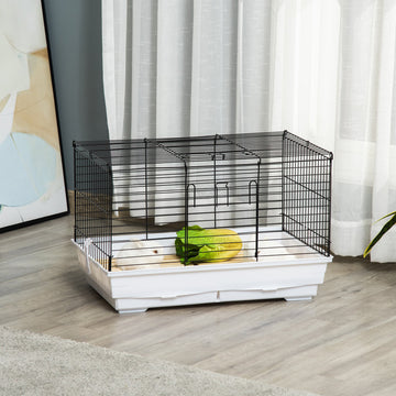 Indoor Small Animal Cage for Rabbits, Guinea Pigs w/ Wood Floor, Removable Trays