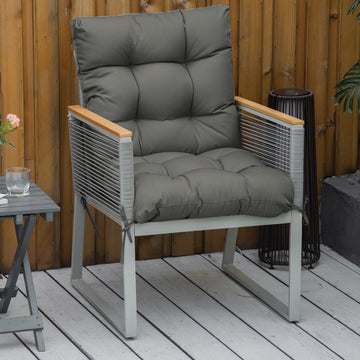 Garden Back Chair Cushion, Comfortable Patio Seat Cushion Pad with Backrest for Outdoor & Indoor Use, Light Grey