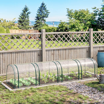 Mini Greenhouse, Small Polytunnel Green House with Zipped Doors, Steel Frame for Garden Backyard, 395 x 100 x 80cm, Clear