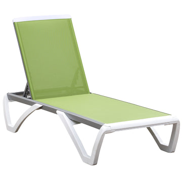 Aluminium Frame Sun Lounger, with Adjustable Back - Green