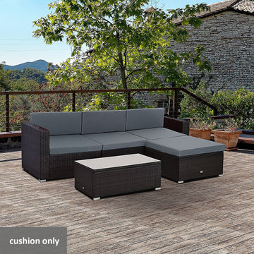 Outdoor Cushion Pad Set for Rattan Furniture, 7 Piece Garden Furniture Cushions, Patio Conversation Set Cushions, Lightweight and Durable, Grey