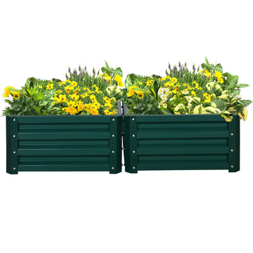 Set of Two 60 x 60cm Steel Planter Boxes - Green