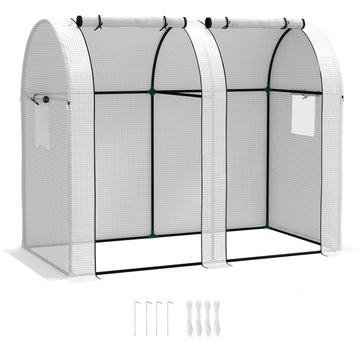 94 x 185cm Mini Two-Room Greenhouse - White