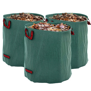 Garden Waste Bags, 272L x 3 Heavy Duty Garden Bags, Foldable and Reusable Waste Sacks with Handles for Loading Leaf, Trash, Debris, Green