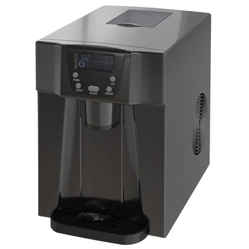 Ice Maker Machine and Water Dispenser, Counter Top Ice Cube Maker for Home with 3L Tank, Adjustable Cube Size, 9 Ice Cubes per 6-10 Minutes, No Plumbing Required, Black