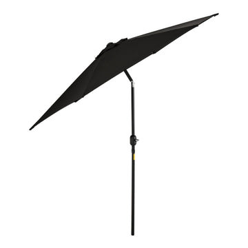2.6M Garden Parasol Umbrella with Tilt and Crank, Outdoor Sun Parasol Sunshade Shelter with Aluminium Frame, Black