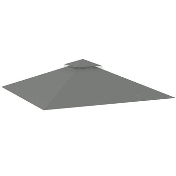 3x3(m) Replacement Gazebo Canopy, Double Tier Roof Top for Garden, Patio, Outdoor, Grey (TOP ONLY)