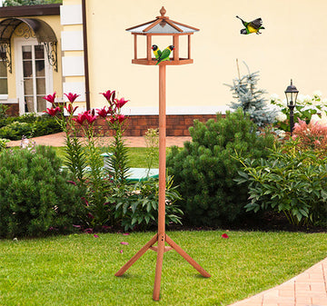 Wooden Bird Table for the garden Feeding Station, 153Hcm