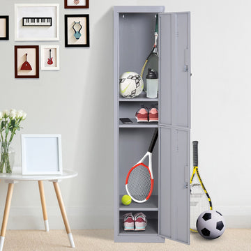 Locker Cabinet Storage Cold Rolled Steel w/ Shelves Vertical Cupboard Grey 38 x 46 x 180 cm
