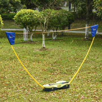Portable Folding Badminton Net Set with 4 Badminton Rackets and 2 Nylon Shuttlecocks, for Adults Kids Indoor Outdoor Exercise Training