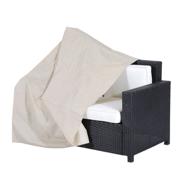 600D Oxford Cloth Furniture Cover, 2 Seater Sofa Protector for Garden Patio, Outdoor, Waterproof, Beige, 140L x 84W x 56/94H cm