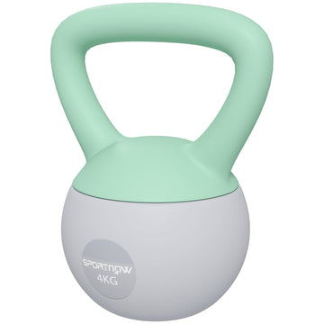 SPORTNOW 4KG Soft Kettlebell, Kettlebell with Non-Slip Handle for Home Gym, Weight Lifting, Strength Training, Green/Grey